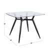 Lumisource Clara Square Dining Table with Black Metal Legs and Clear Glass Top DT-CLR3838 BKGL
